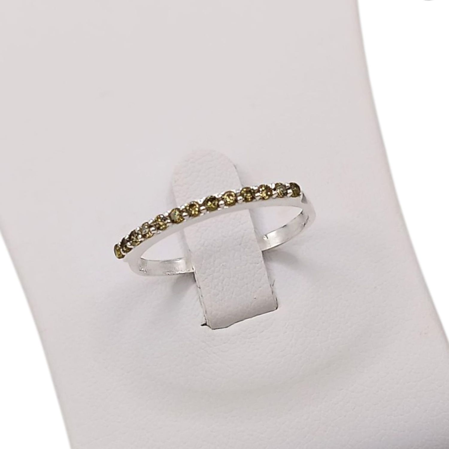 ANILLO ARGOLLA CZ VERDE OLIVO VARIAS MEDIDAS PLATA .925