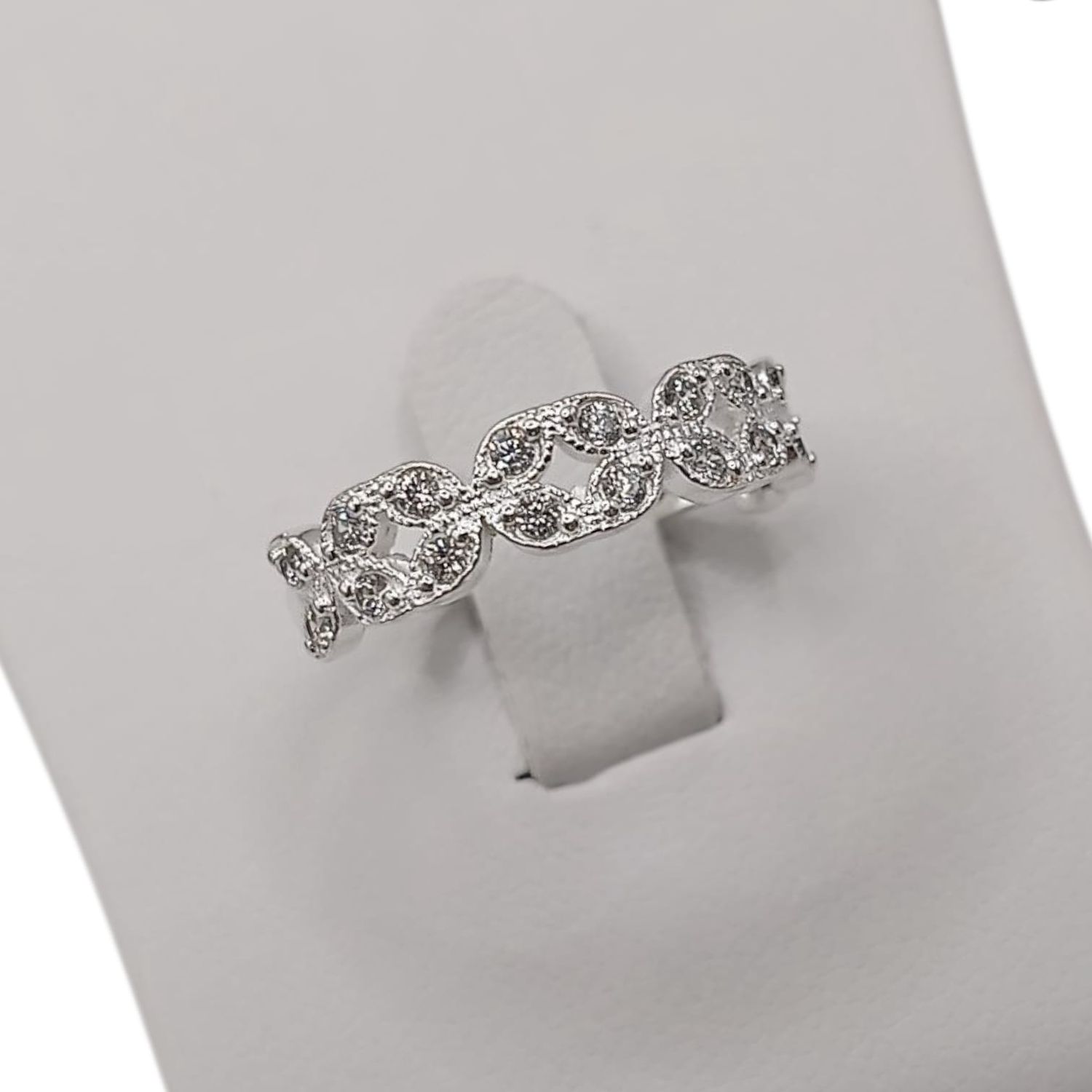 ANILLO ARGOLLA CADENA CZ MEDIDA #6 PLATA .925