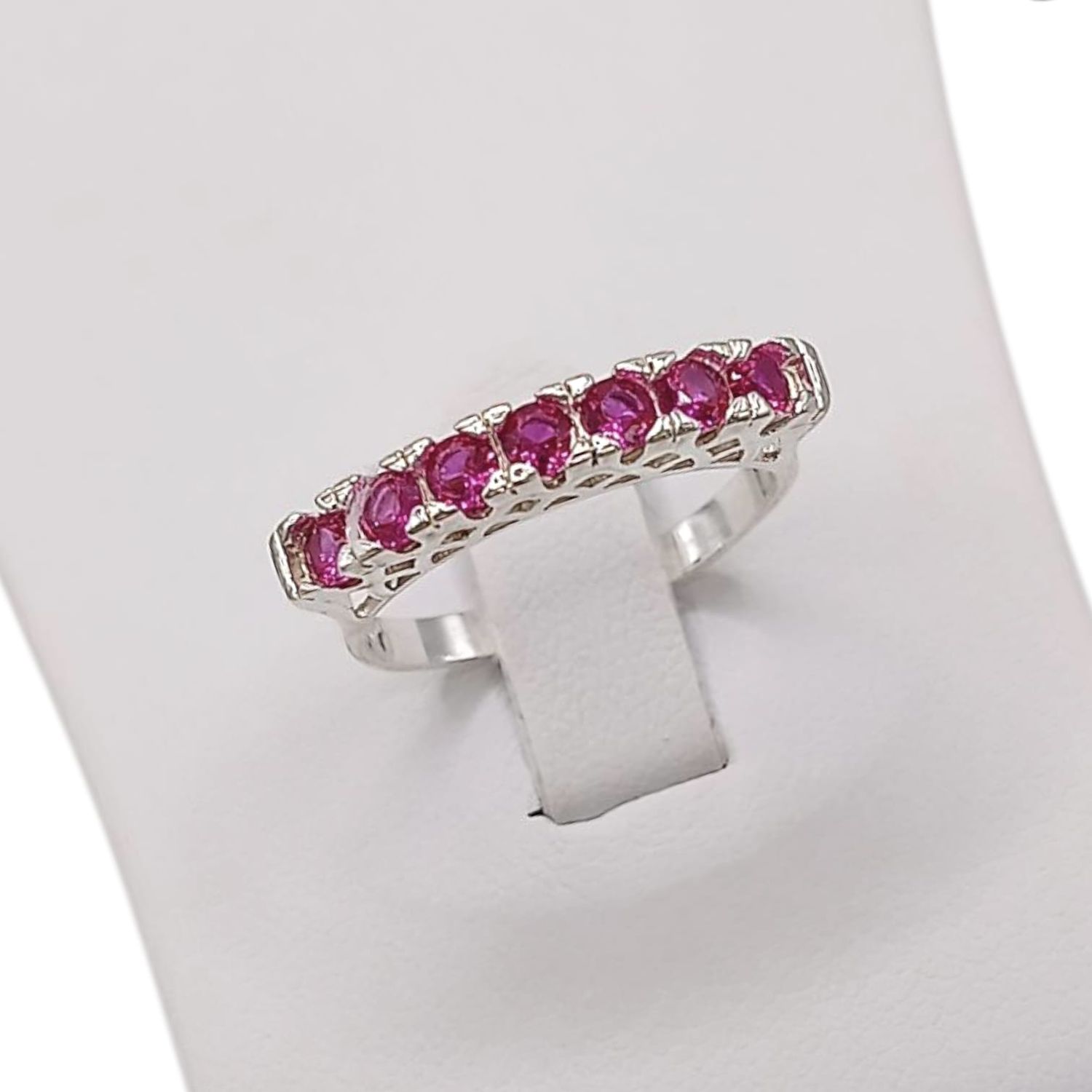 ANILLO CHURUMBELA CZ ROSA FUCCIA VARIAS MEDIDAS PLATA .925