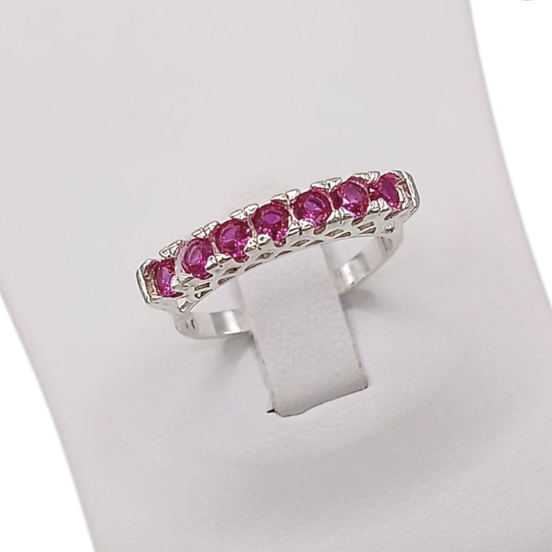 ANILLO CHURUMBELA CZ ROSA FUCCIA VARIAS MEDIDAS PLATA .925