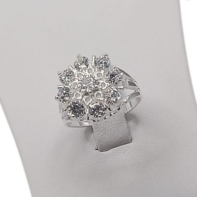 ANILLO ROSETA CZ BCA VARIAS MEDIDAS  PLATA .925