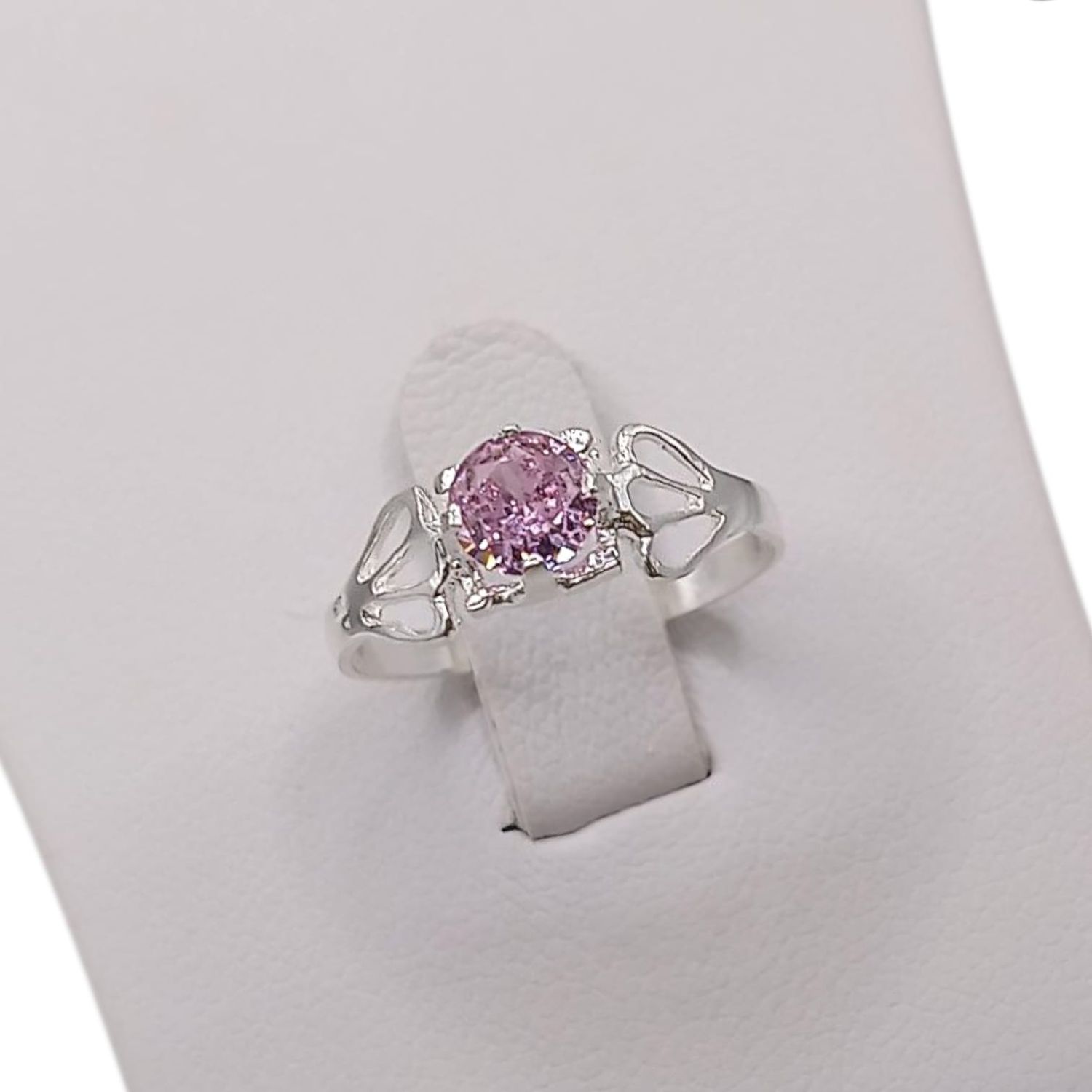 ANILLO FLOR CZ ROSA # 5, PLATA .925