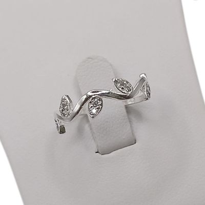 ANILLO HOJITAS CON CZ  #6 PLATA .925