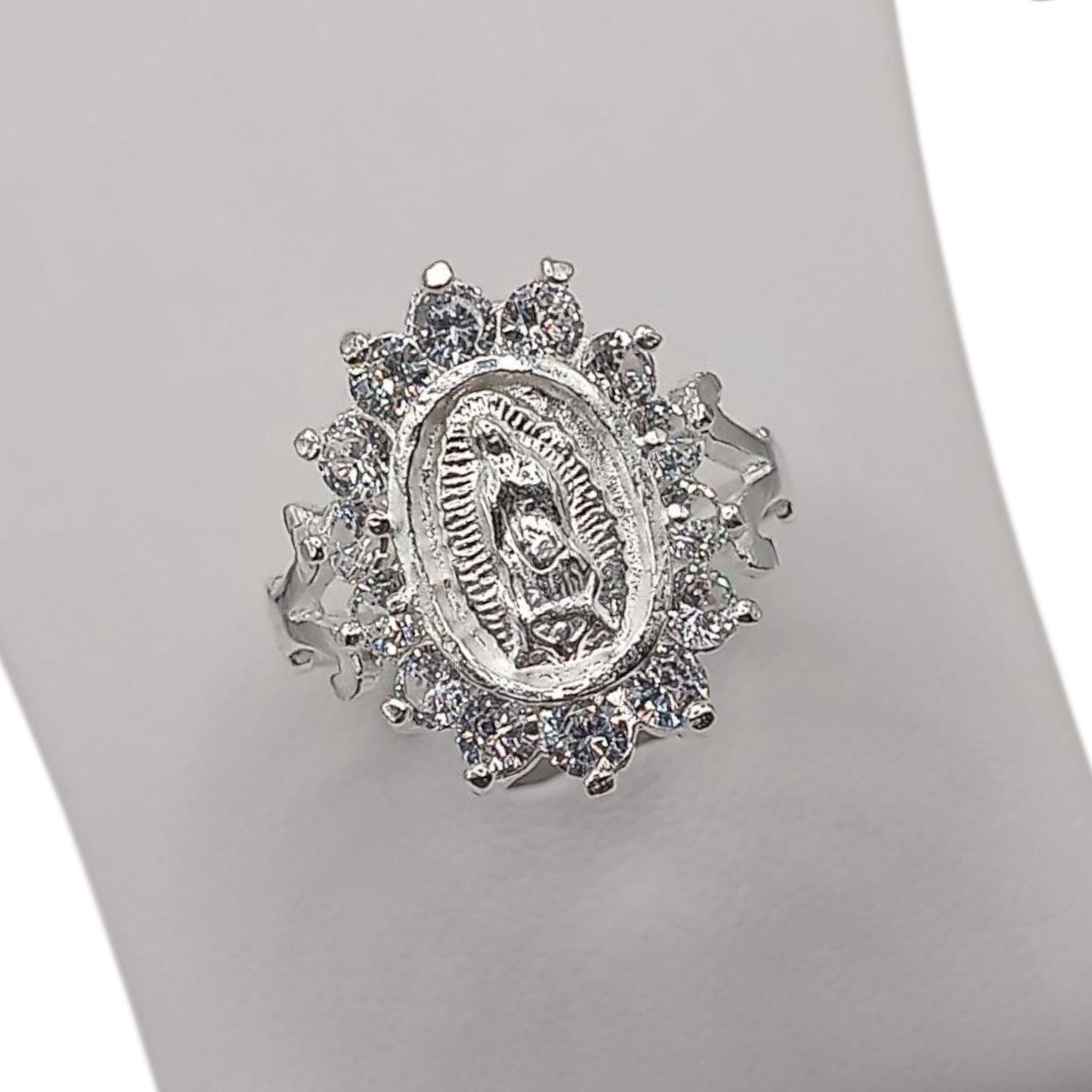 ANILLO VIRGEN DE GPE CZ BCA, # 9.5,   PLATA .925