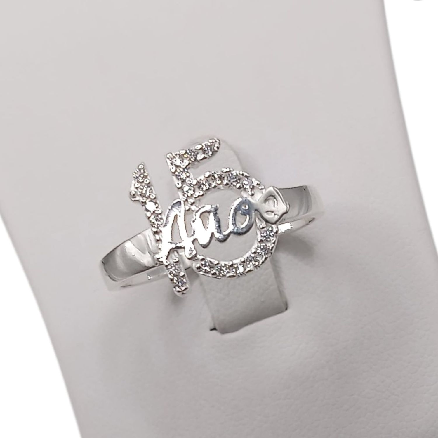 ANILLO 15 AÑOS CON CZ VARIAS MEDIDAS  PLATA .925