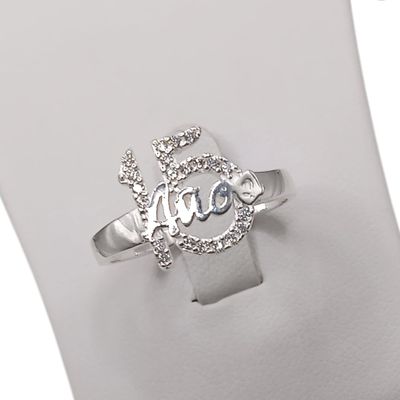 ANILLO 15 AÑOS CON CZ VARIAS MEDIDAS  PLATA .925