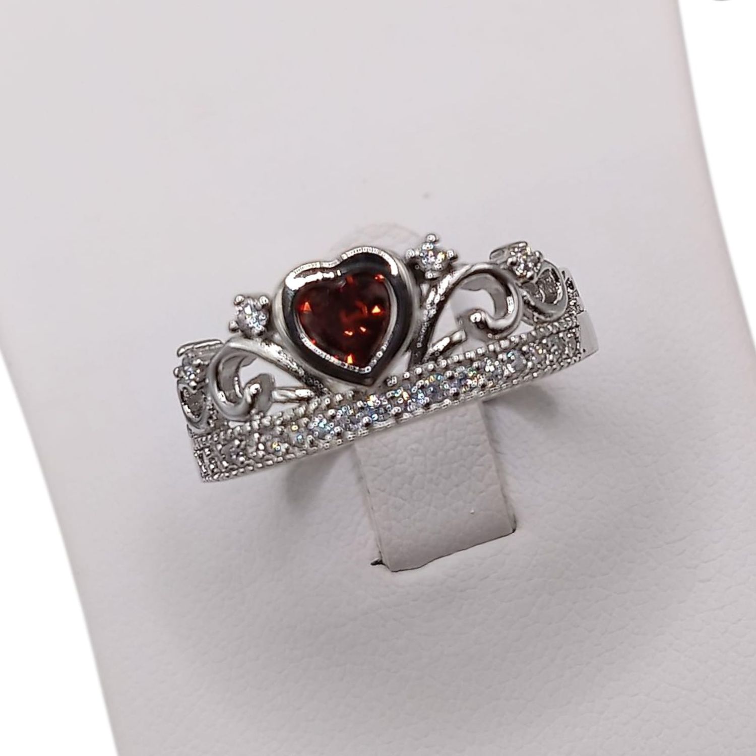 ANILLO CPORONA CZ ROJA VARIAS MEDIDAS PLATA .925