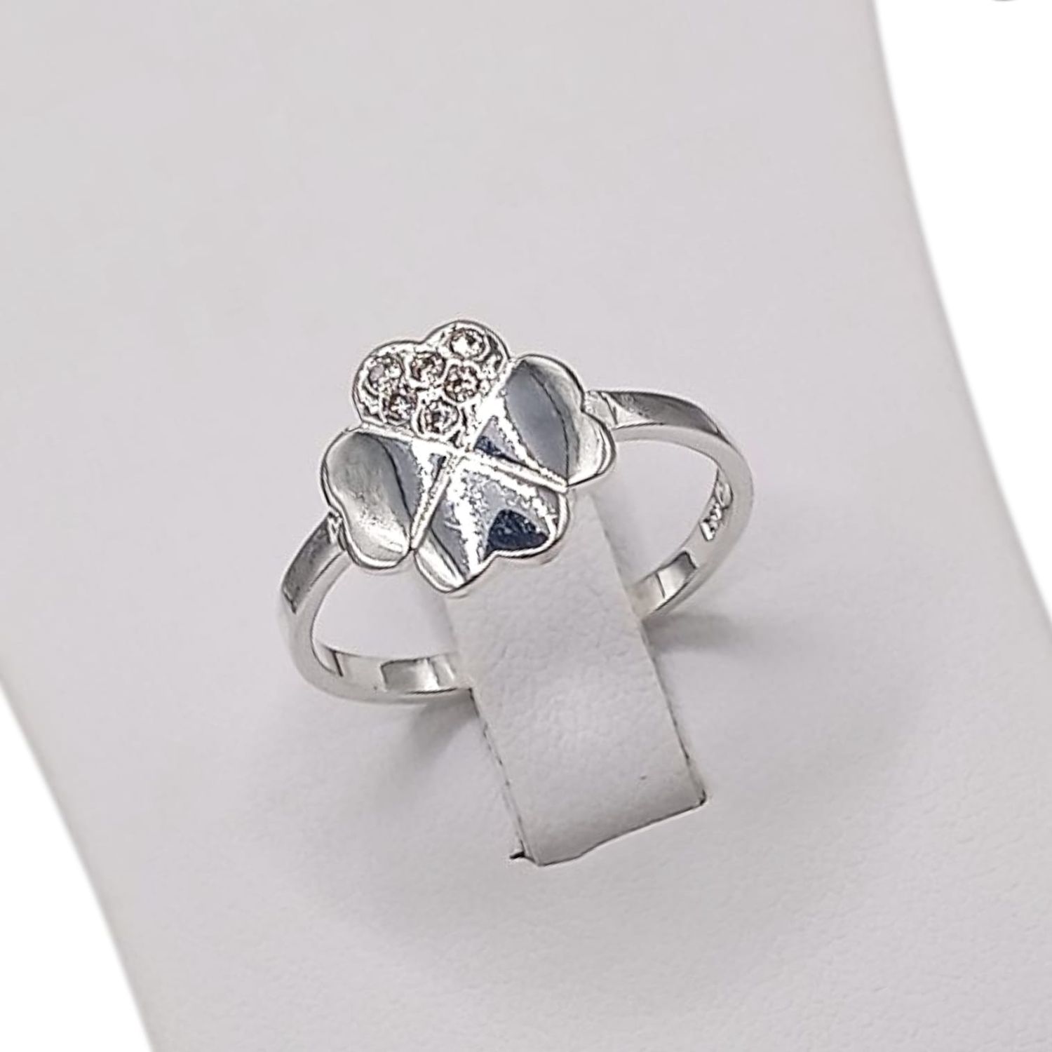 ANILLO TREBOL CON CZ VARIAS MEDIDAS PLATA .925