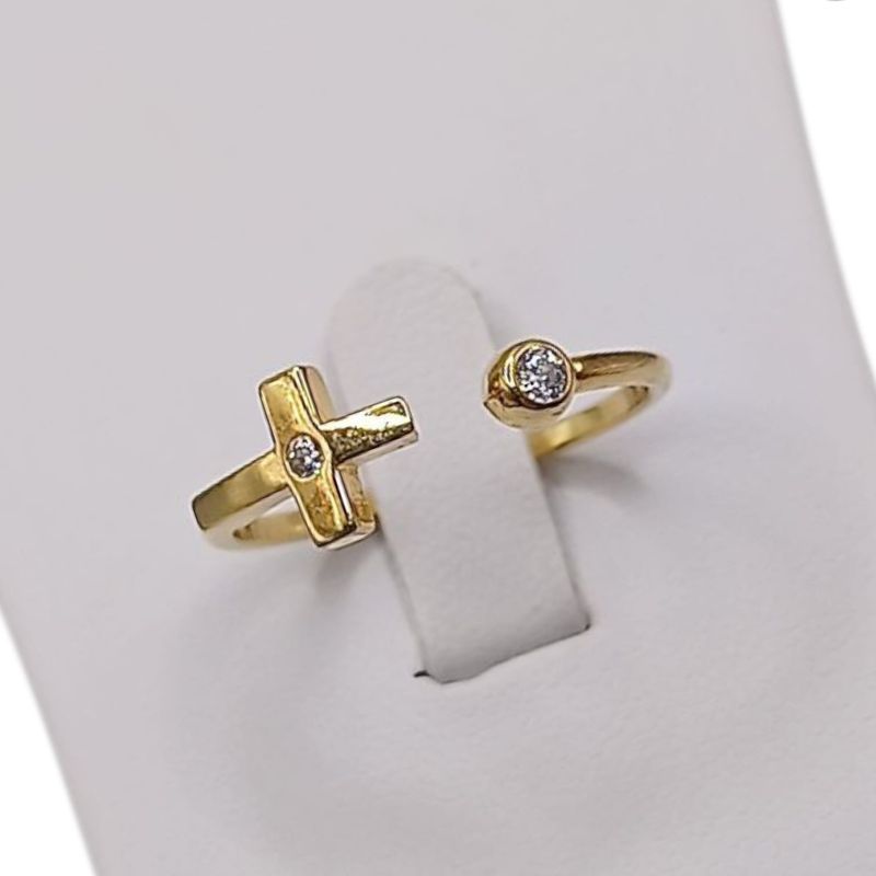ANILLO CRUZ AJUSTABLE CHAPA Y PLATA  .925