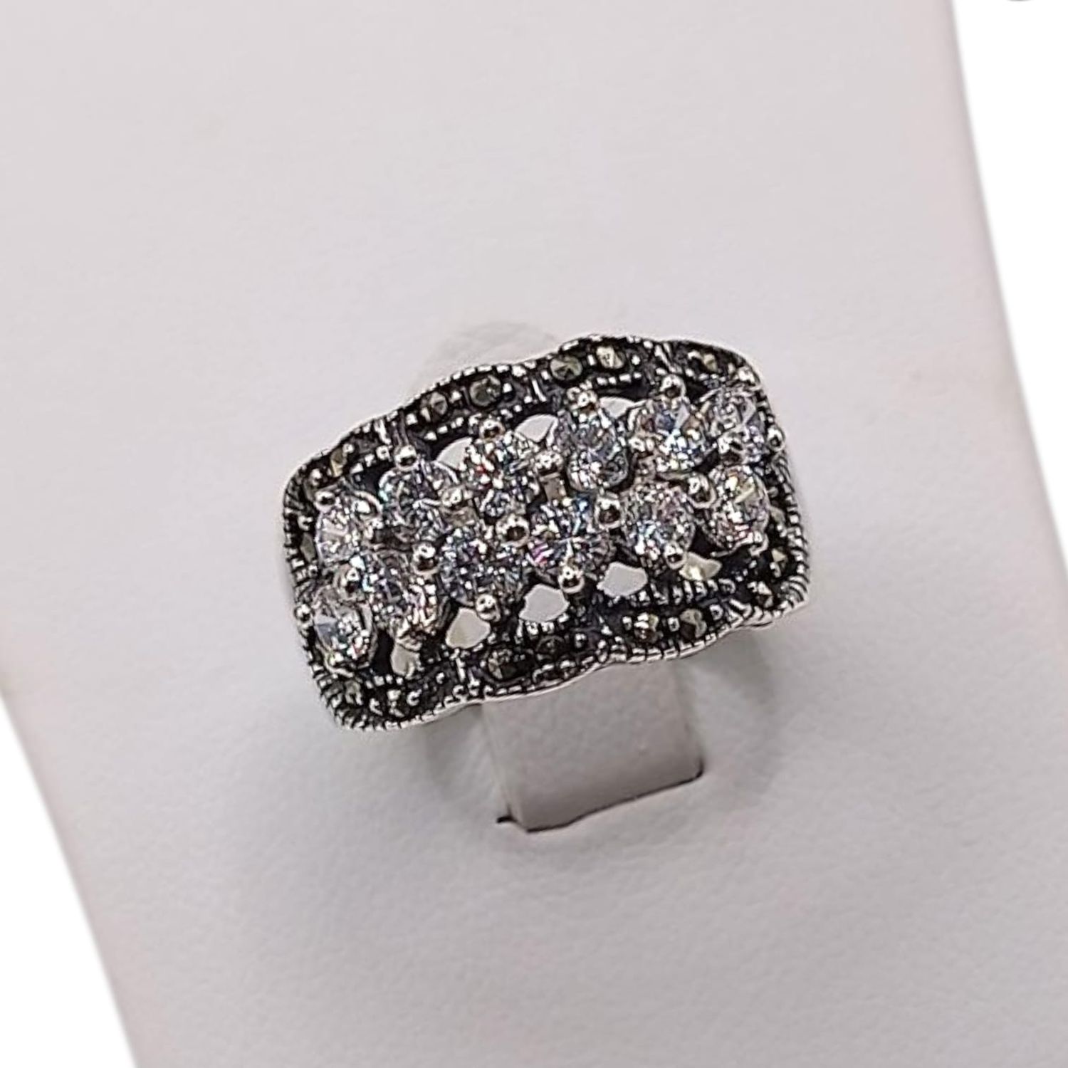 ANILLO MARQUESITA CZ BLCA, # 7  PLATA .925