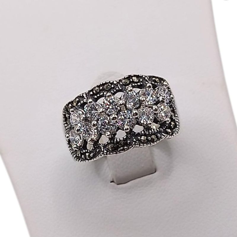 ANILLO MARQUESITA CZ BLCA, # 7  PLATA .925