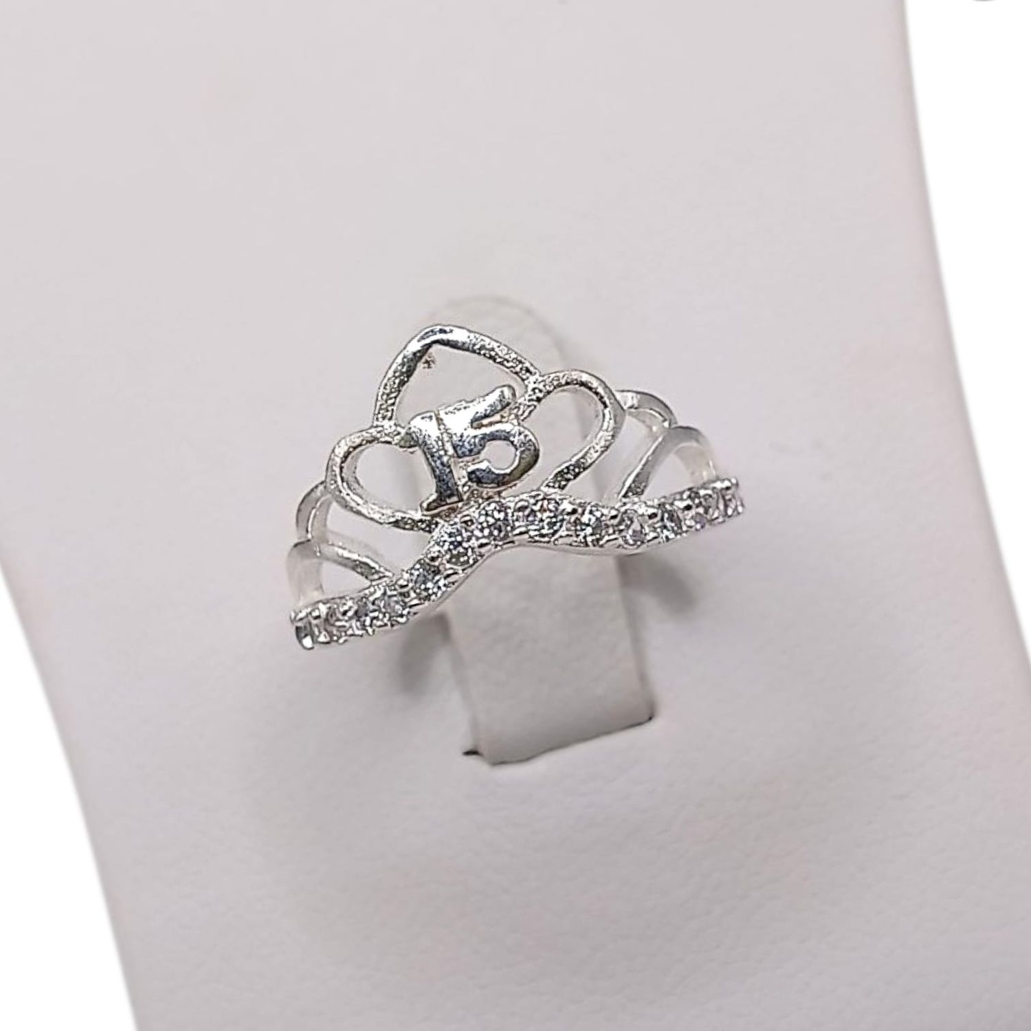 ANILLO CORONA XV AÑOS # 5 PLATA .925
