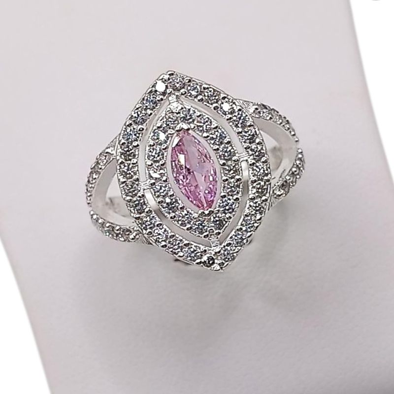 ANILLO FANCY CZ ROSA Y BCA VARIAS MEDIDAS PLATA .925