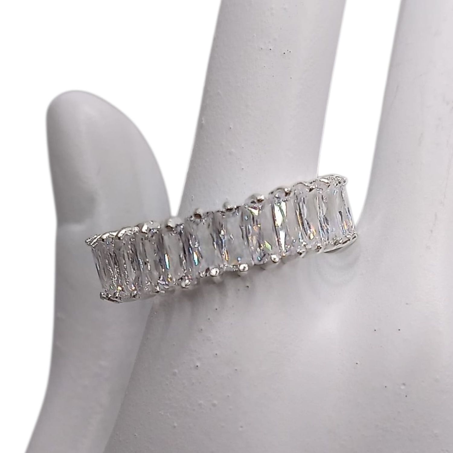 ARGOLLA CON CZ BAGUET BCA  VARIAS MEDIDAS PLATA .925