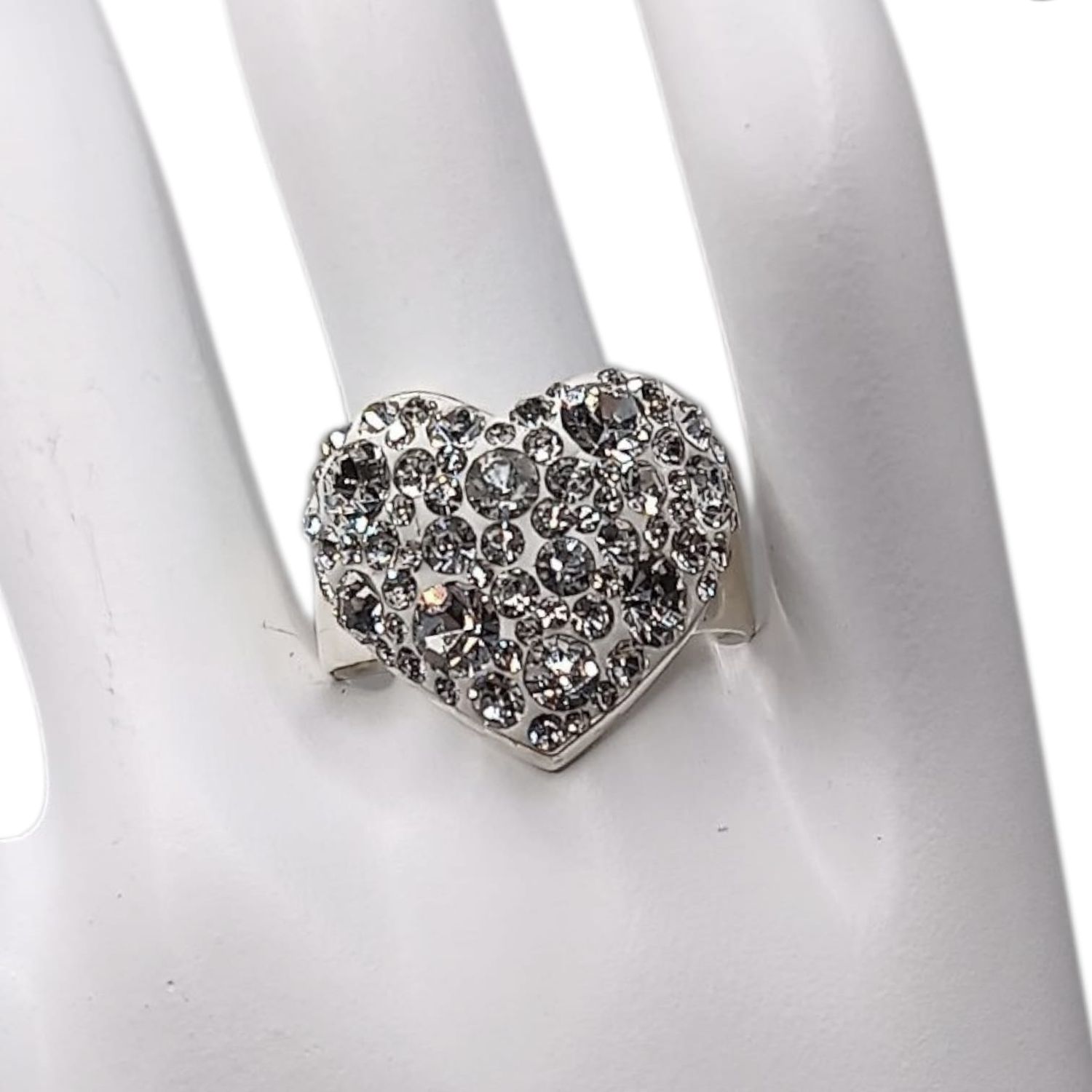 ANILLO CORAZON MULTIPIEDRA  VARIAS MEDIDAS PLATA .925