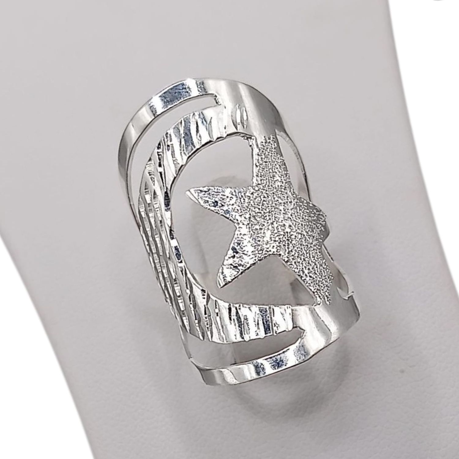 ANILLO LUNA Y ESTRELLA MEDIDA #6, PLATA .925