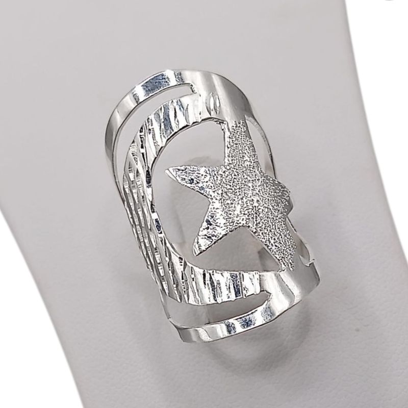 ANILLO LUNA Y ESTRELLA MEDIDA #6, PLATA .925