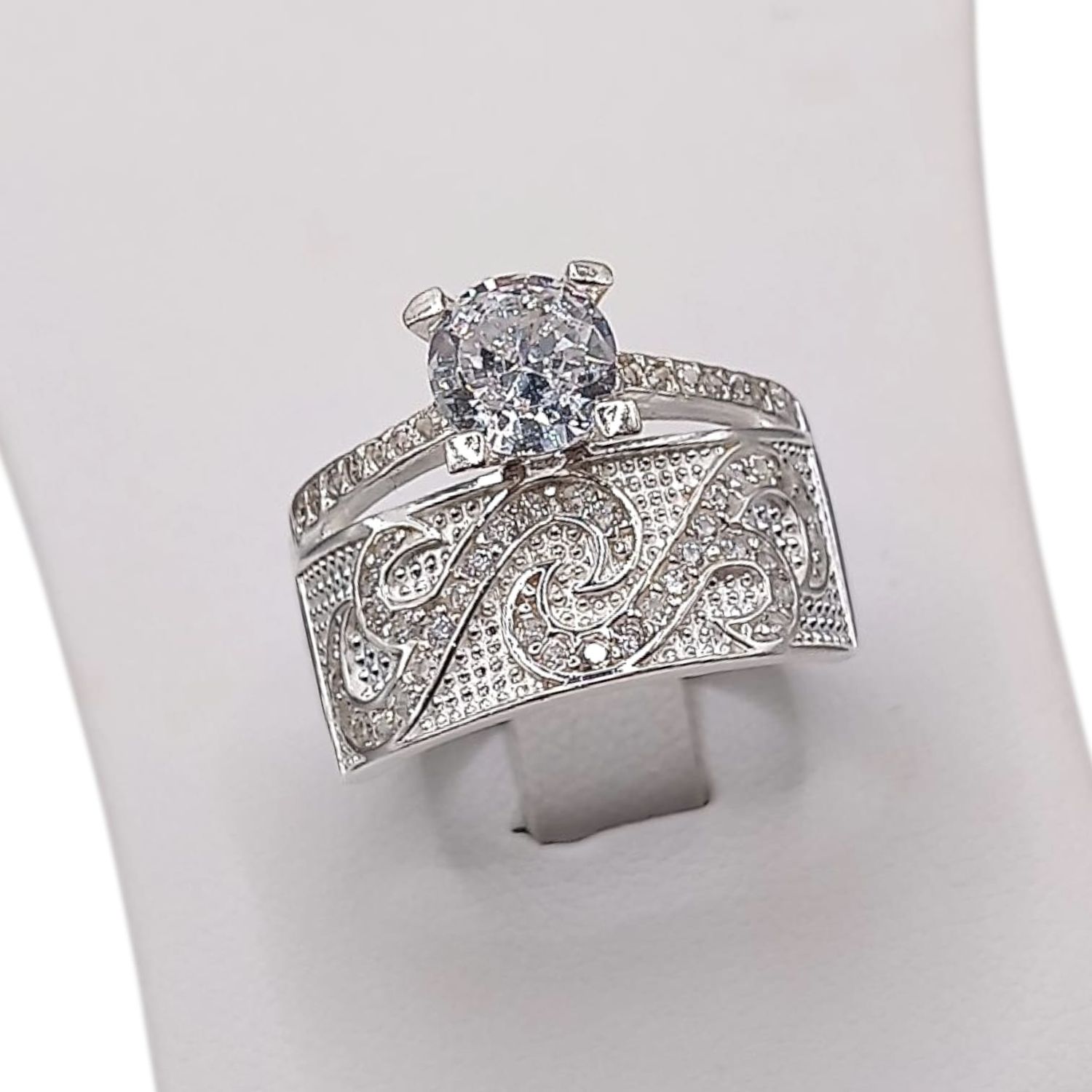 ANILLO SOLITARIO CON MINI CZ, VARIAS MEDIDAS, PLATA .925