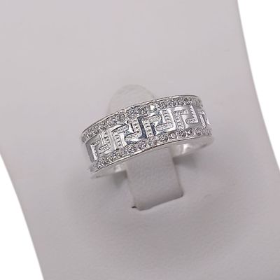 ARGOLLA CON GRECAS Y MINI CZ VARIAS MEDIDAS PLATA .925