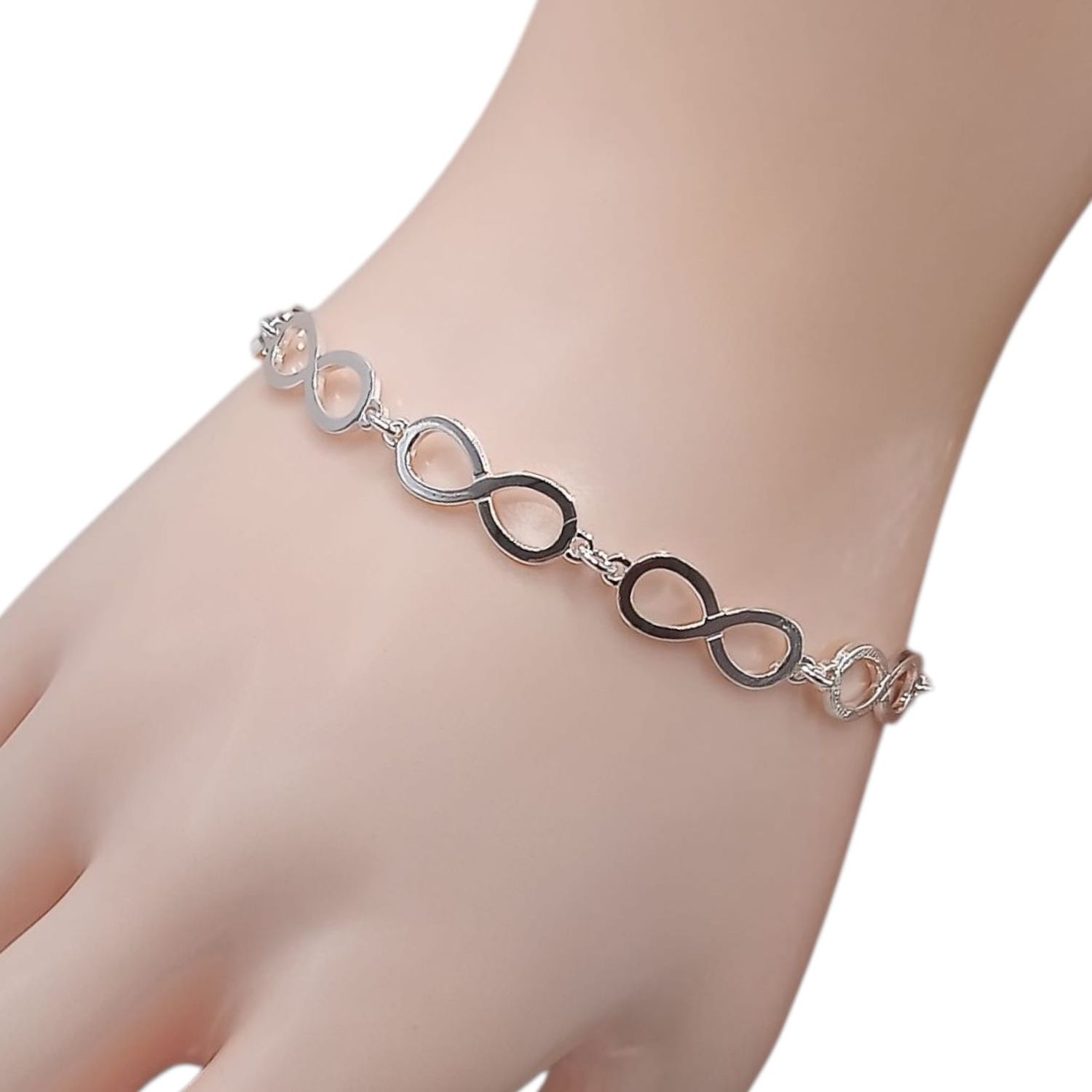PULSERA  INFINITO 7&quot; AJUSTABLE A 8&quot; PLATA .925