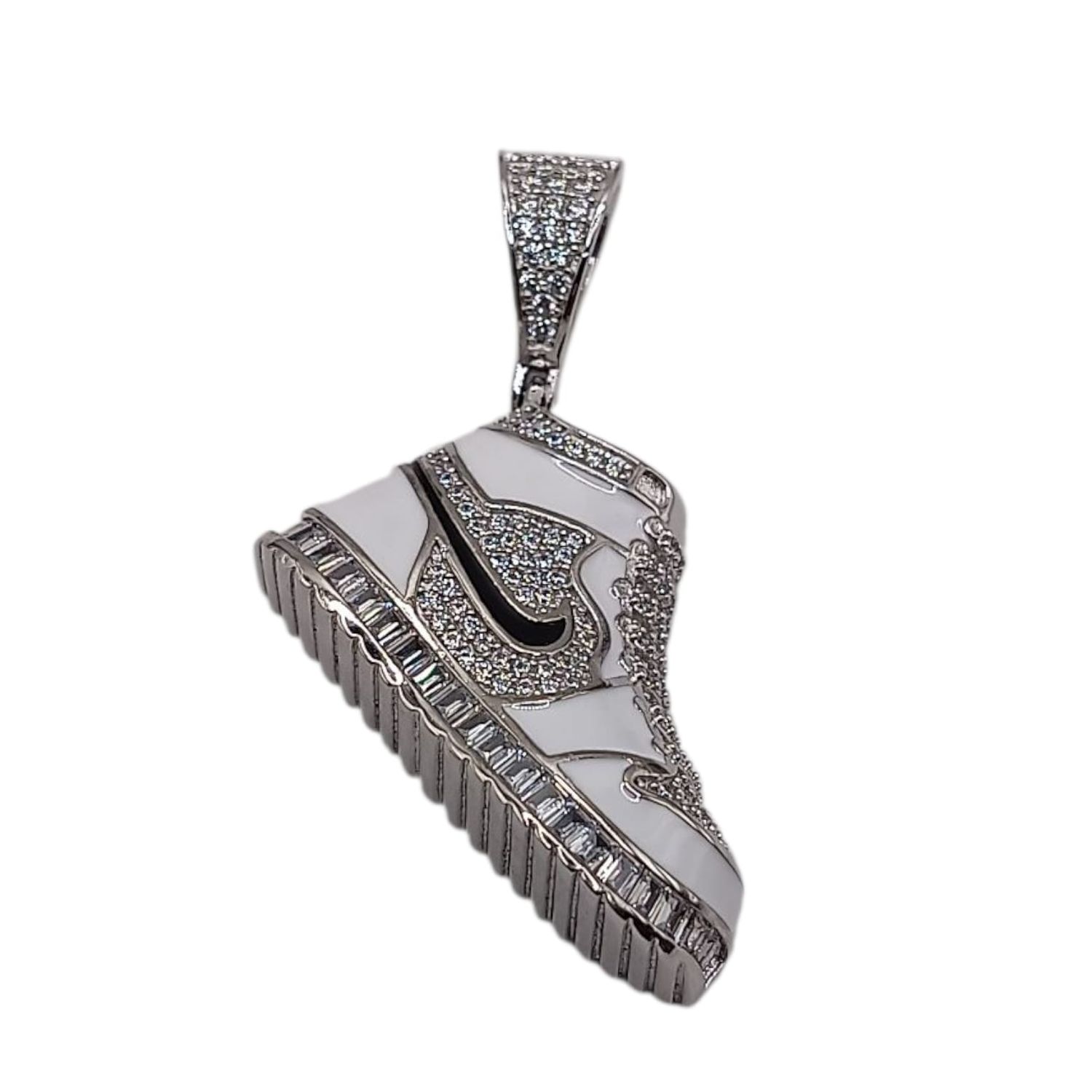 DIJE TENIS BLANCO CON CZ, 4.3 CM LARGO, PLATA .925