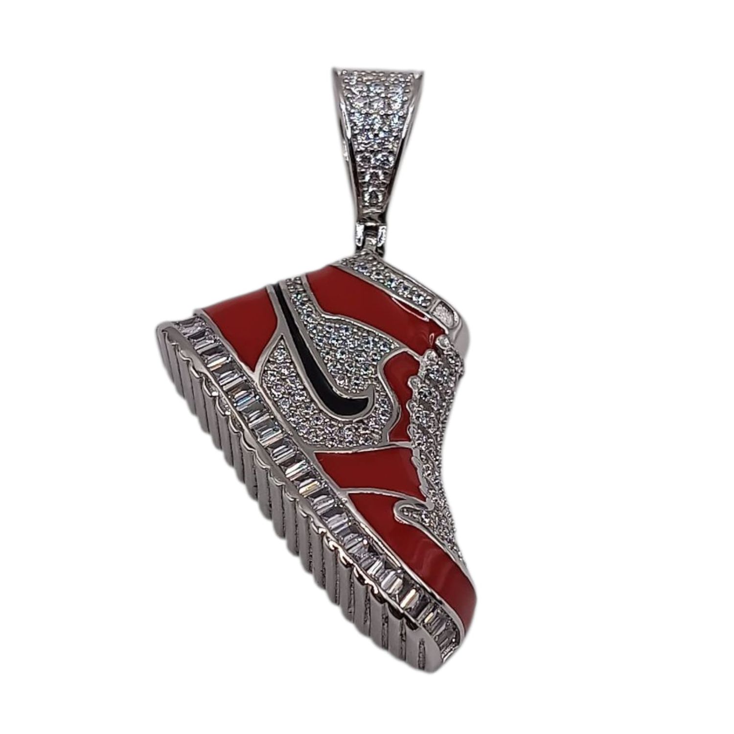 DIJE TENIS ROJO CON CZ, 4.3 CM LARGO, PLATA .925
