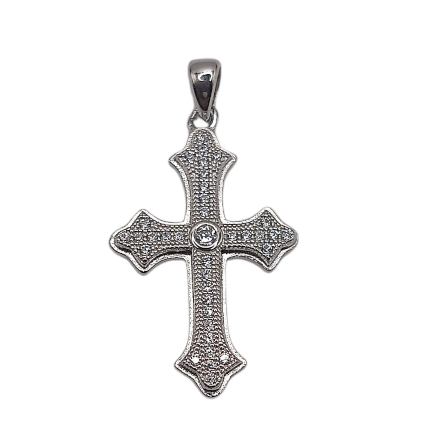 DIJE CRUZ CON CZ 3 CM, PLATA .925