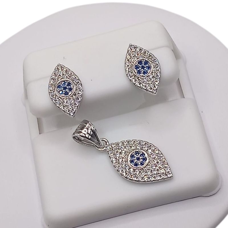 JUEGO DE ARETE Y DIJE, PLATA .925