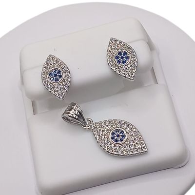 JUEGO DE ARETE Y DIJE, PLATA .925