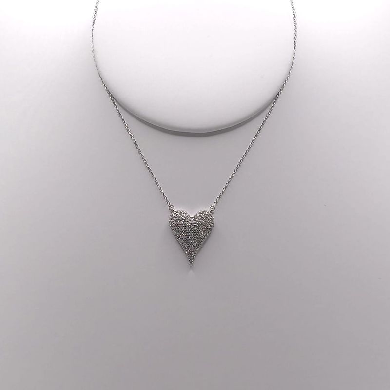 GARGANTILLA 16&quot; AJUSTABLE  CORAZON CON MINI CZ, PLATA .925