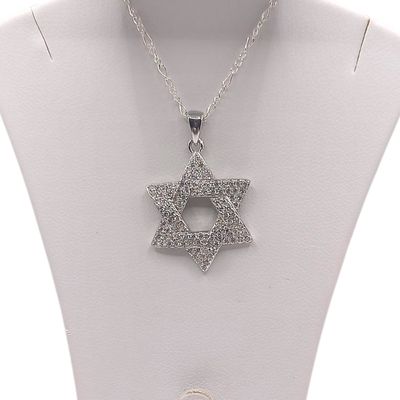 GARGANTILLA 17&quot;  ESTRELLA CON MINI CZ, PLATA .925