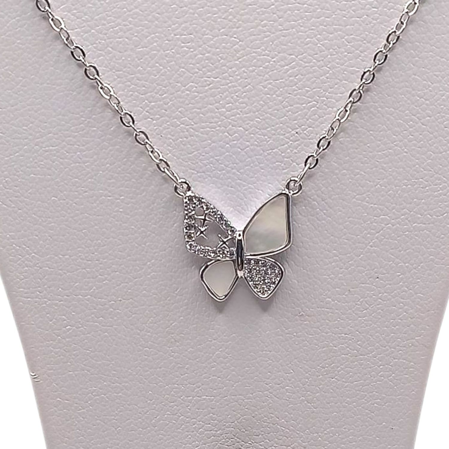 GARGANTILLA 16&quot; MARIPOSA, PLATA .925