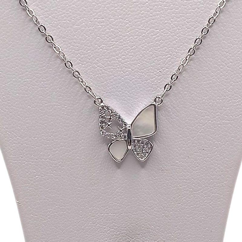 GARGANTILLA 16&quot; MARIPOSA, PLATA .925
