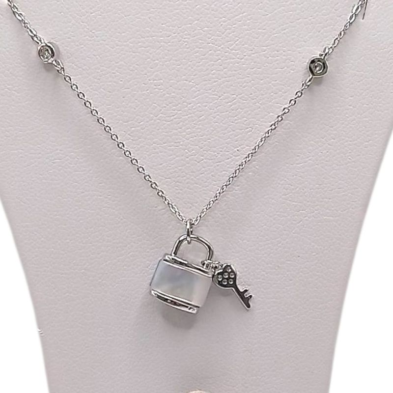 GARGANTILLA 17&quot; AJUSTABLE, CANDADO CON LLAVE,  PLATA .925