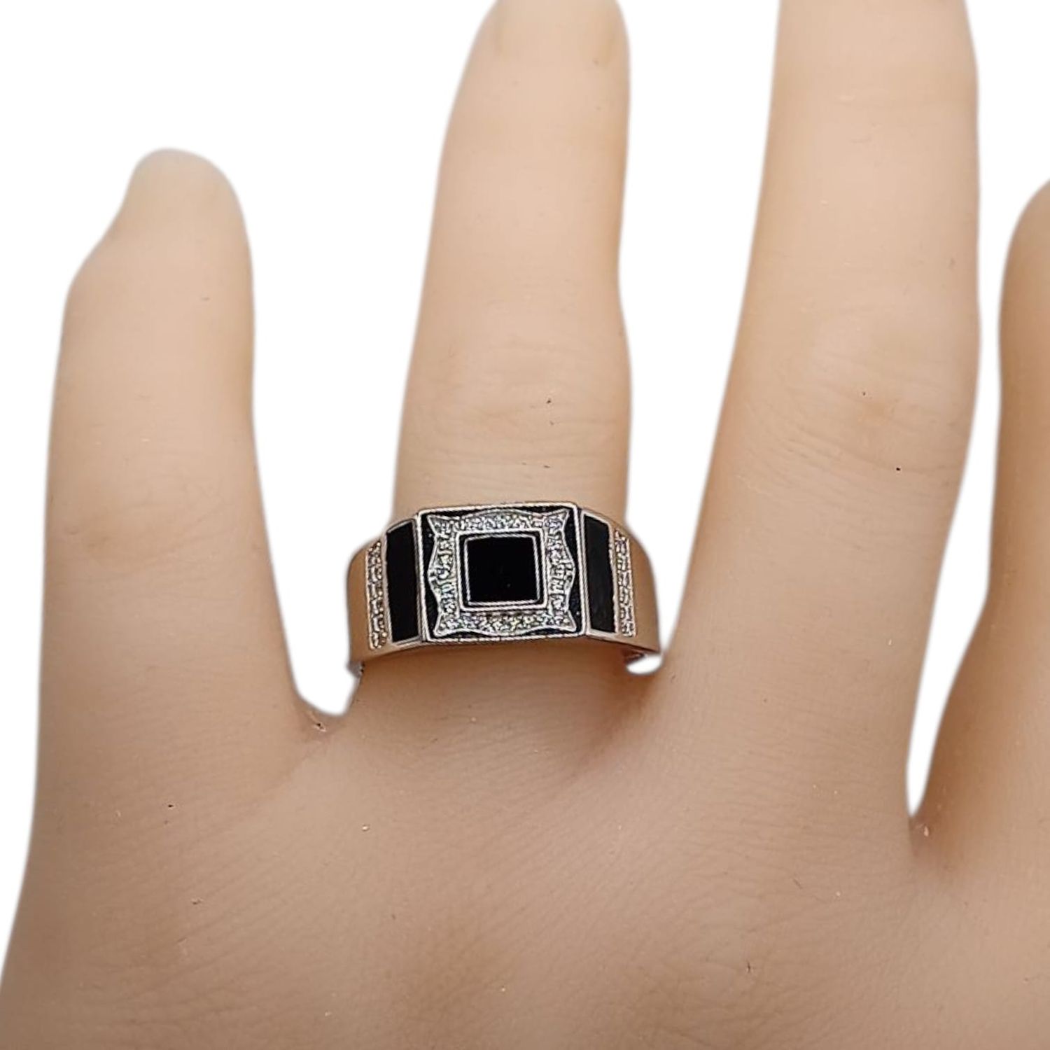 ANILLO CABALLERO CON MINI CZ PLATA .925