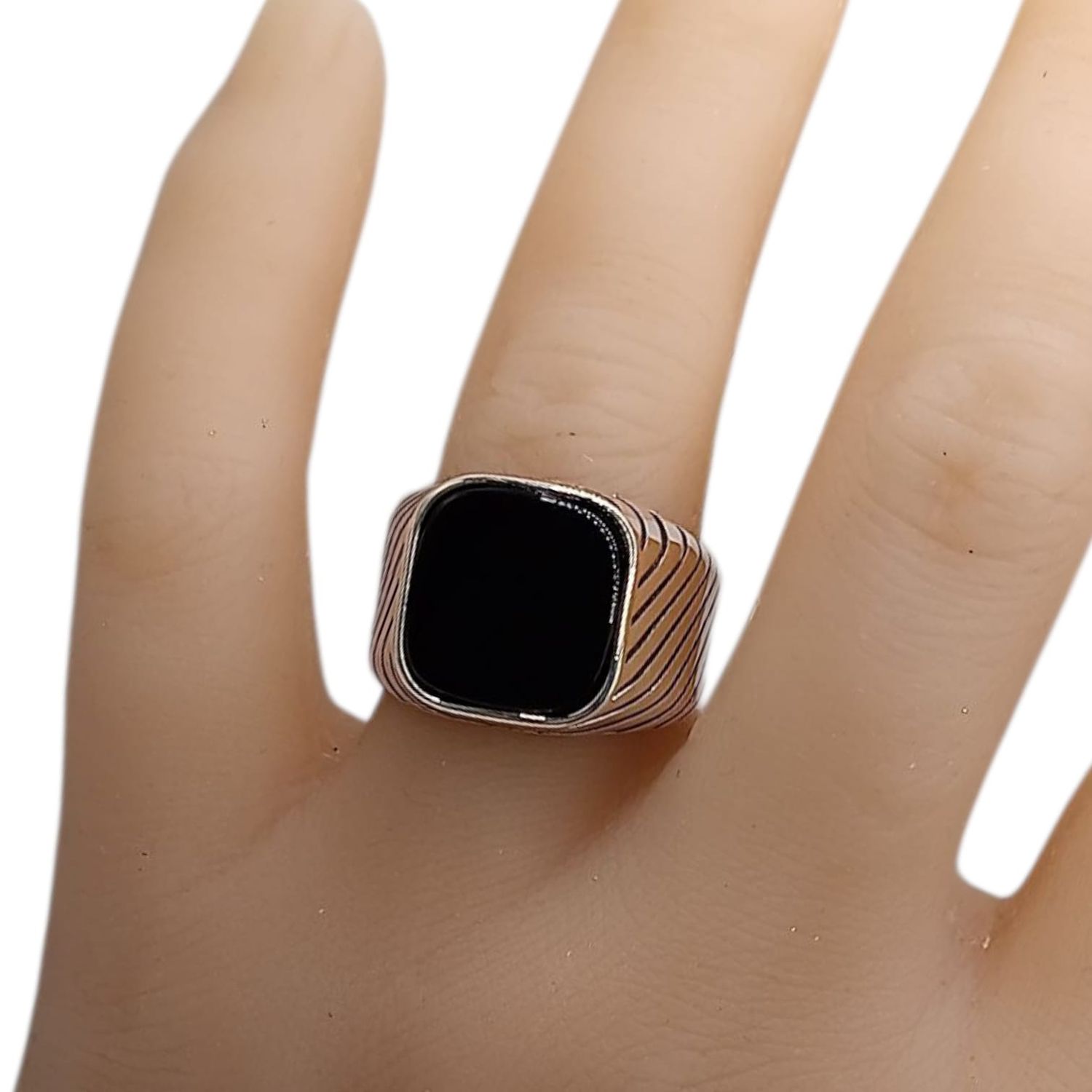 ANILLO CABALLERO A RAYAS, VARIAS MEDIDAS, PLATA .925