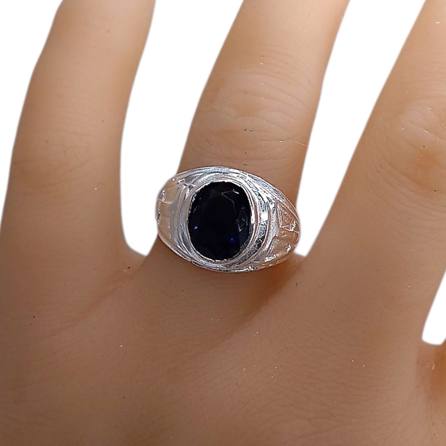 ANILLO CABALLERO CZ NAVY, VARIAS MEDIDAS, PLATA .925