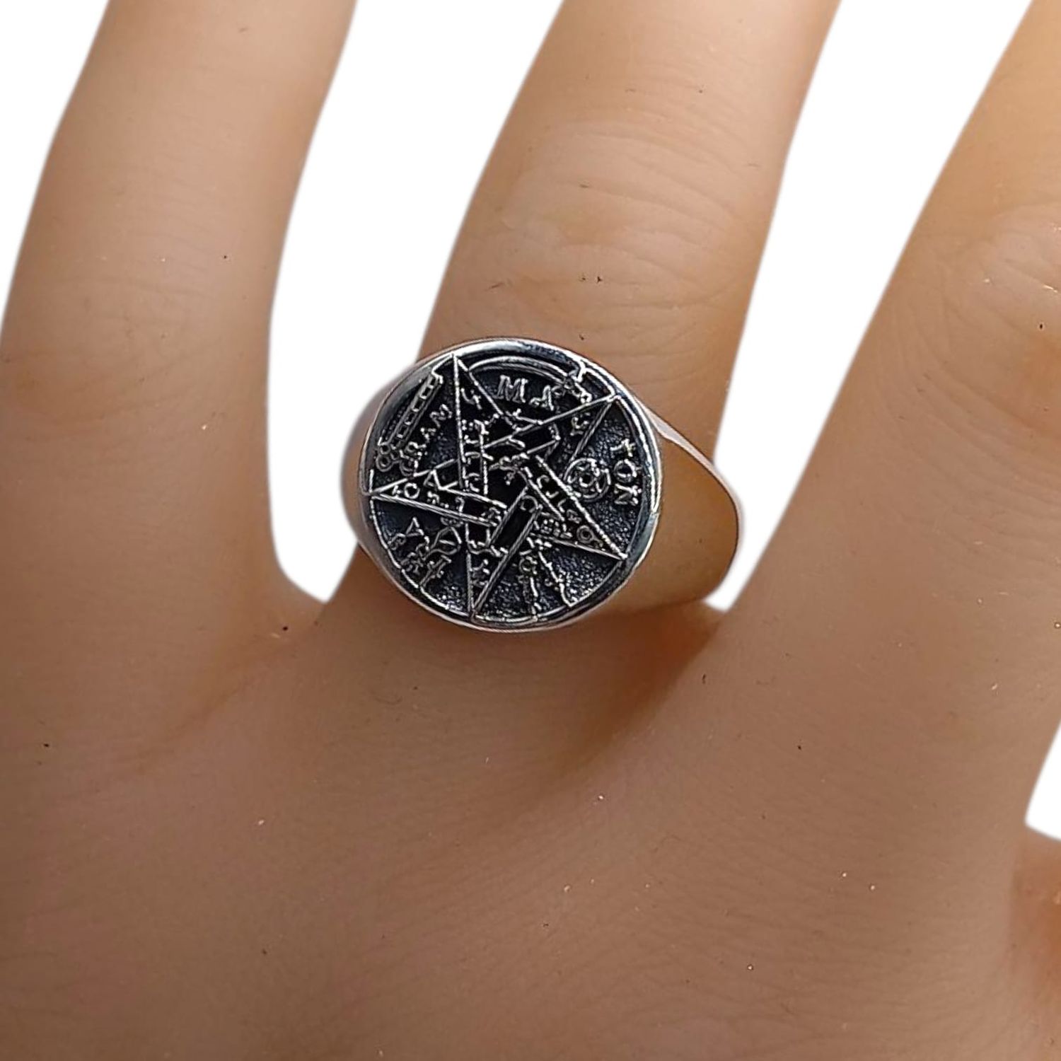 ANILLO CABALLERO PENTAGRAMA MEDIDA #10 PLATA .925