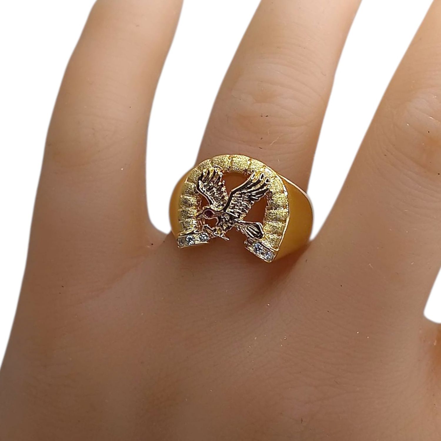 ANILLO CABALLERO AGUILA # 11 CHAPA DE ORO Y PLATA .925