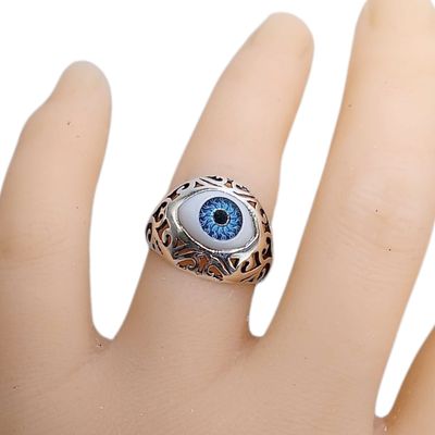 ANILLO CABALLERO CON OJO # 8, PLATA .925
