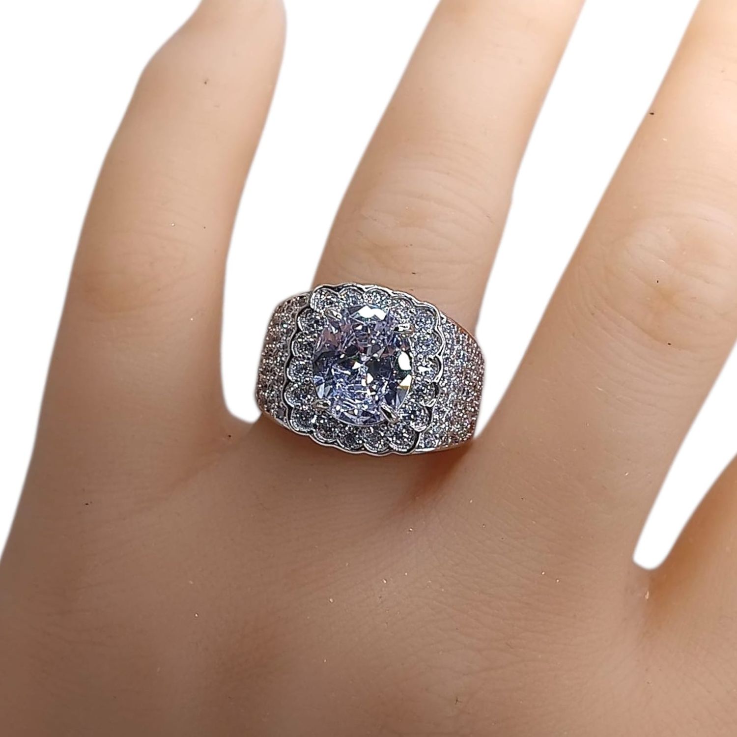 ANILLO CABALLERO CZ BLANCA, VARIAS MEDIDAS, PLATA .925