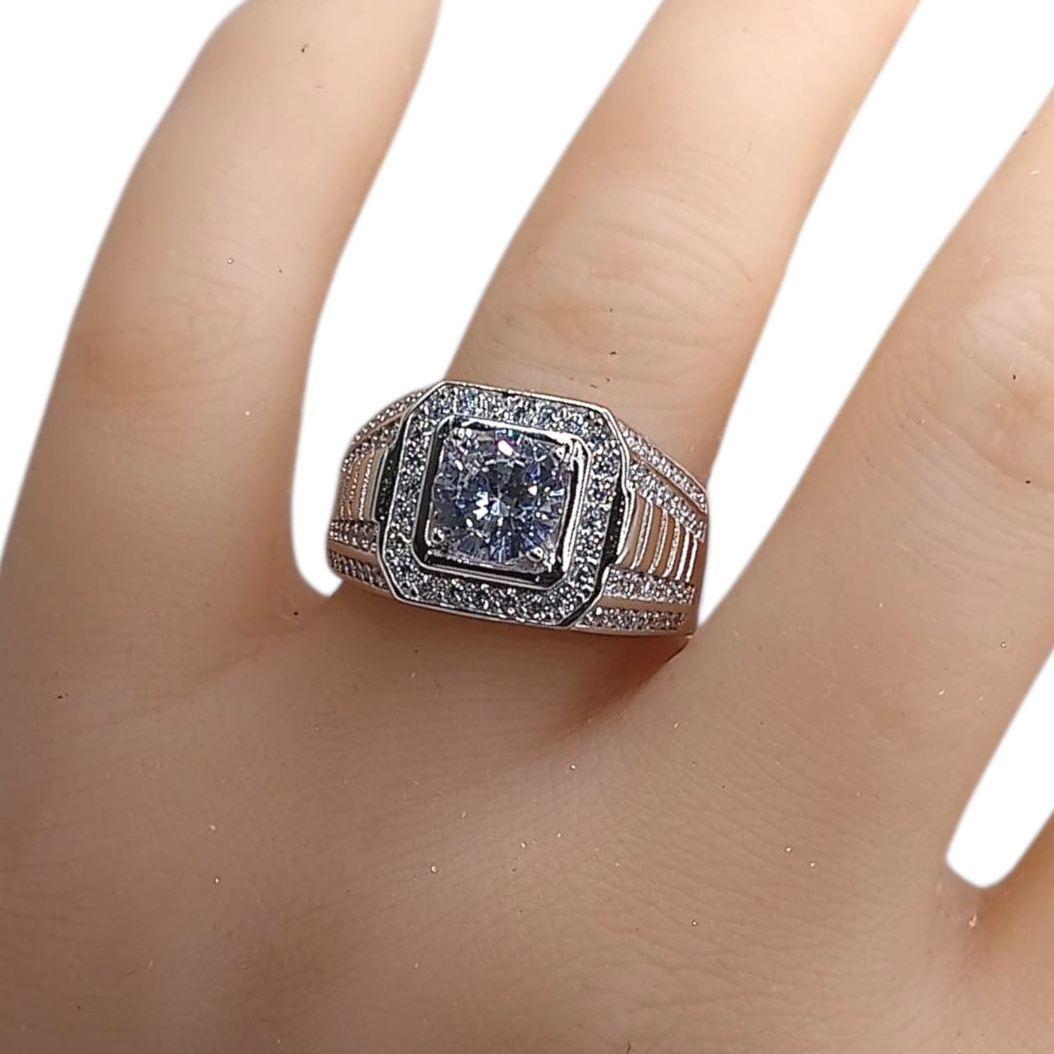 ANILLO CABALLERO FANCY CON CZ, VARIAS MEDIDAS, PLATA .925