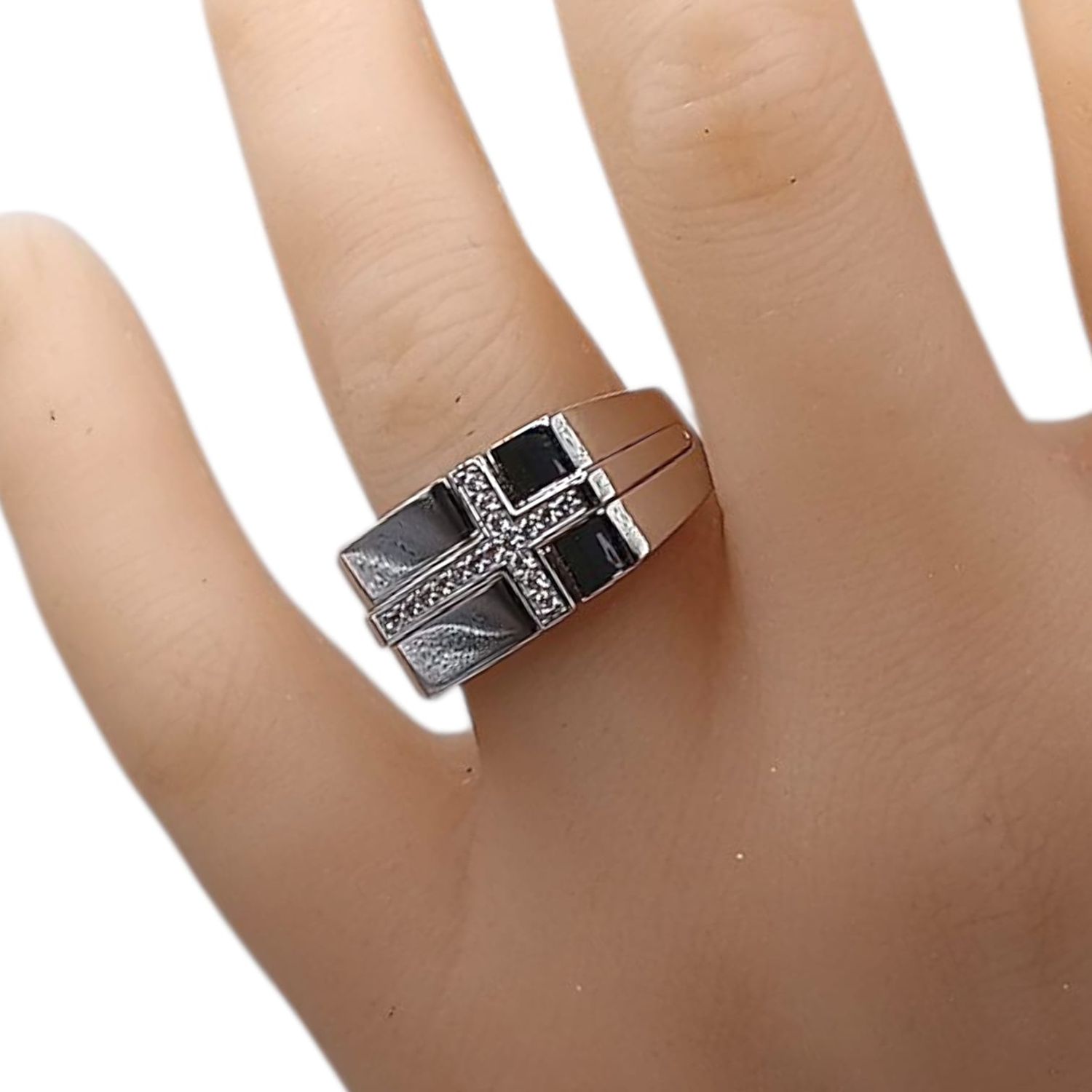 ANILLO CABALLERO CRUZ CON CZ, VARIAS MEDIDAS, PLATA .925