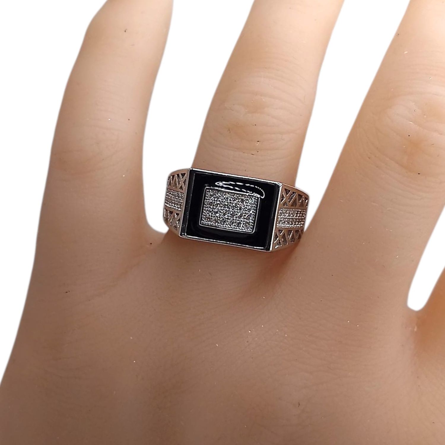 ANILLO CABALLERO CON MINI CZ VARIAS MEDIDAS, PLATA .925