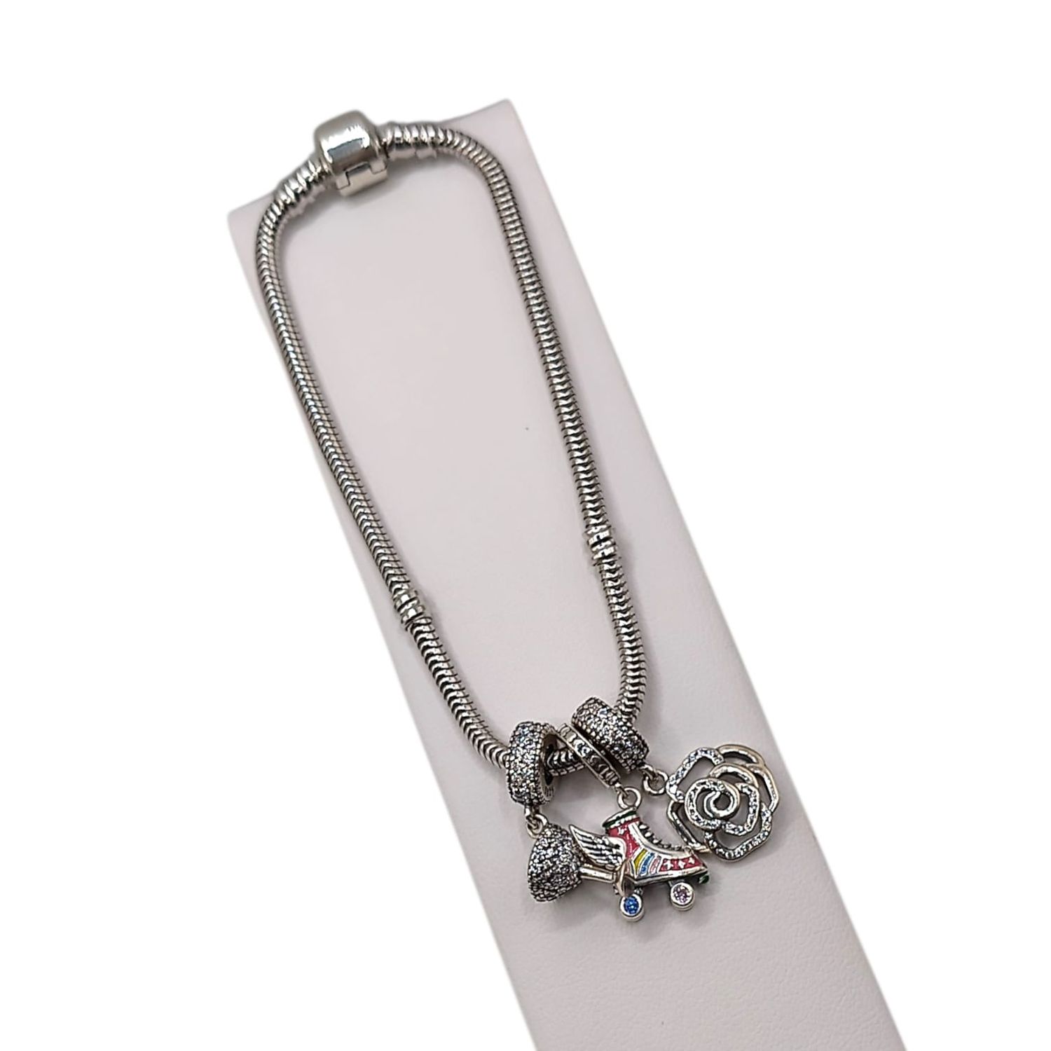 PULSERA CON CHARMS 7&quot; PLATA .925