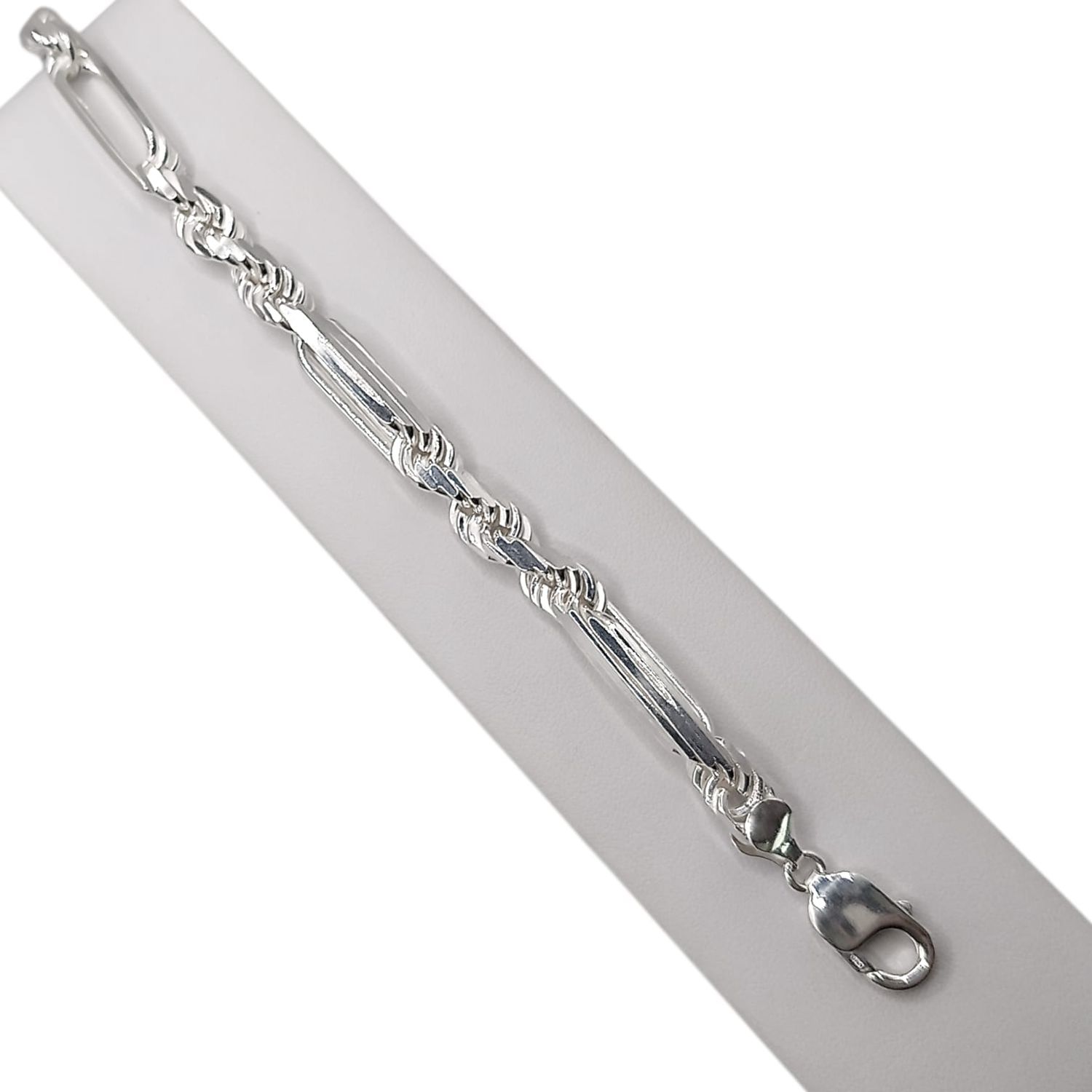 PULSERA TORSAL PARA CABALLERO 8MM ANCHO 9&quot; LARGO PLATA .925