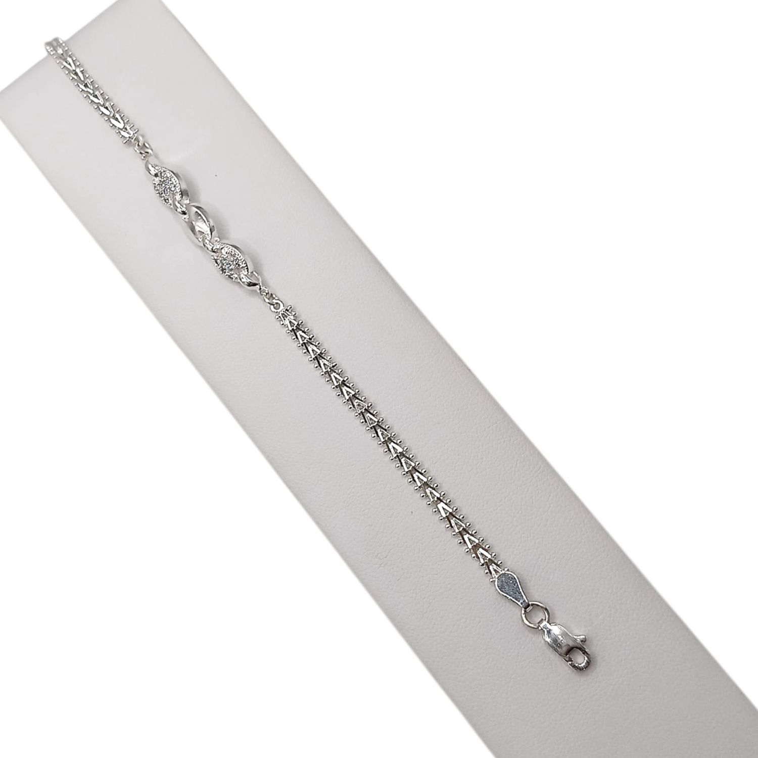 PULSERA BOLEADA CON CZ  7&quot; PLATA .925