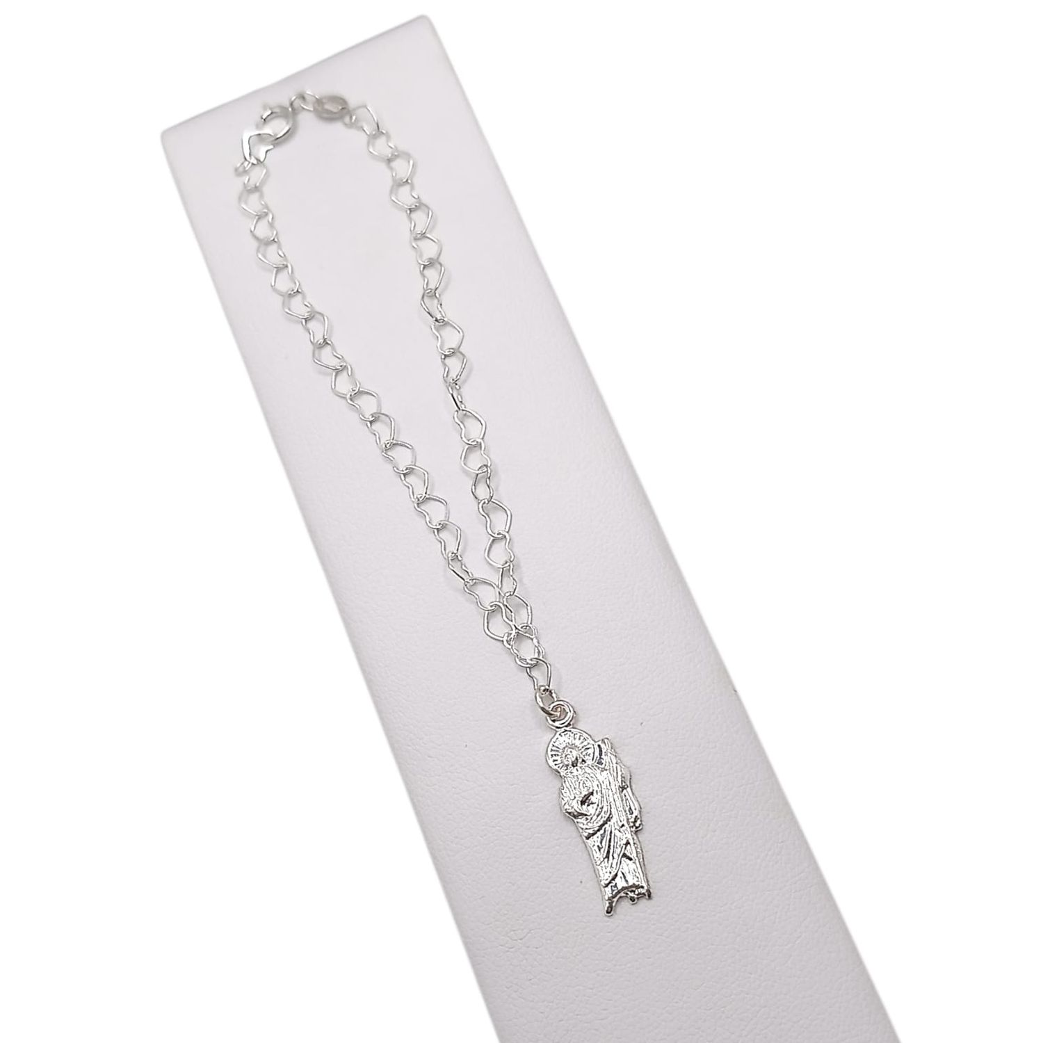PULSERA CORAZONES  SAN JUDAS 7&quot; PLATA .925
