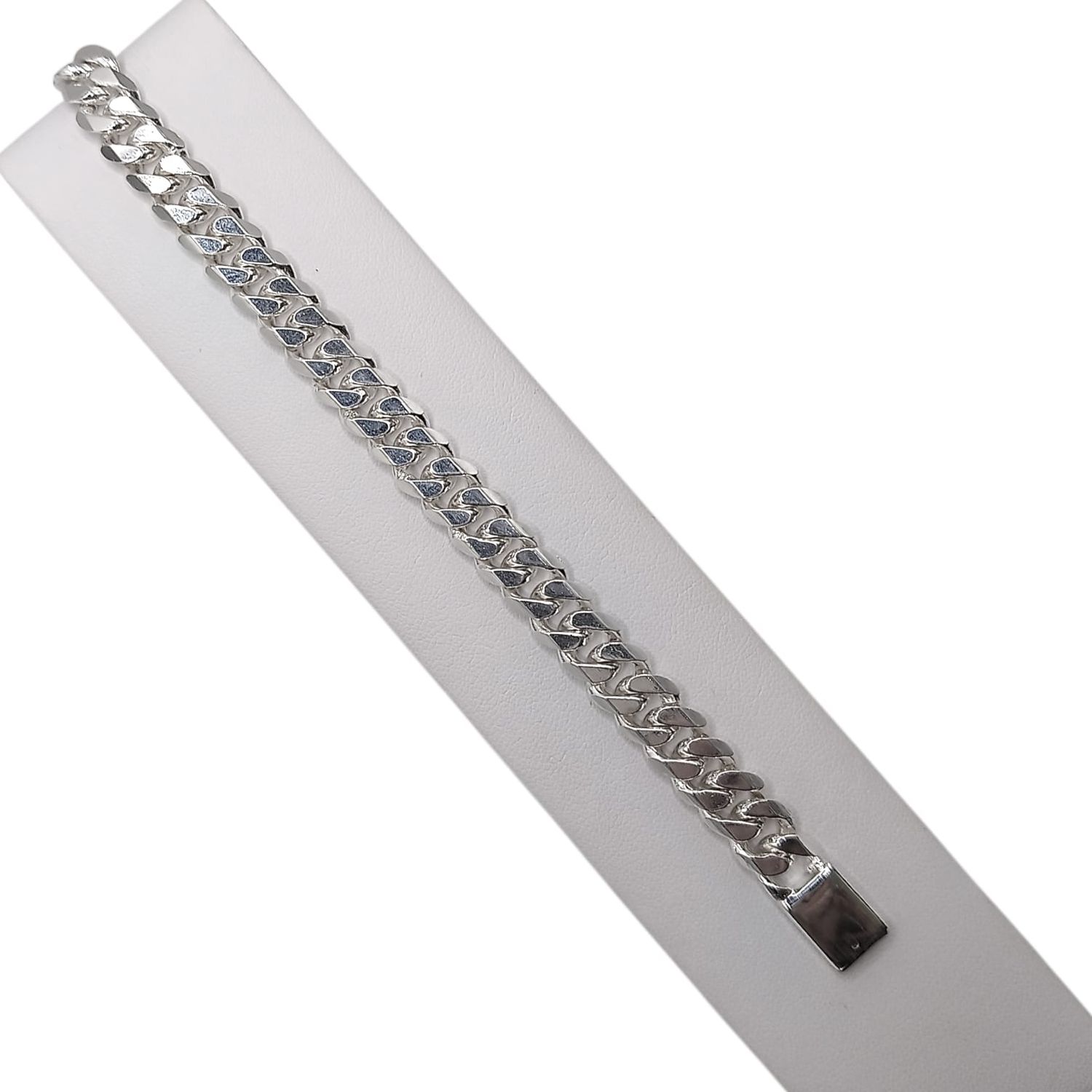 PULSERA ESTILO CUBANA LISA  8.5&quot;   8 mm PLATA .925