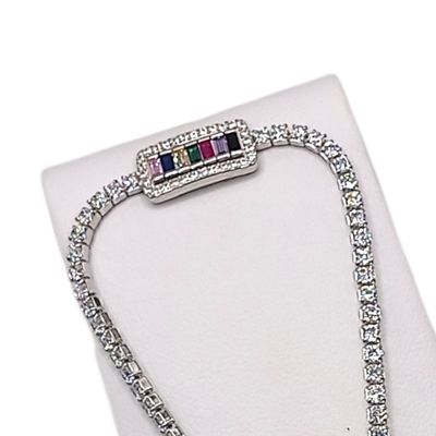 PULSERA AJUSTABLE MULTI CZ SURTIDAS PLATA .925